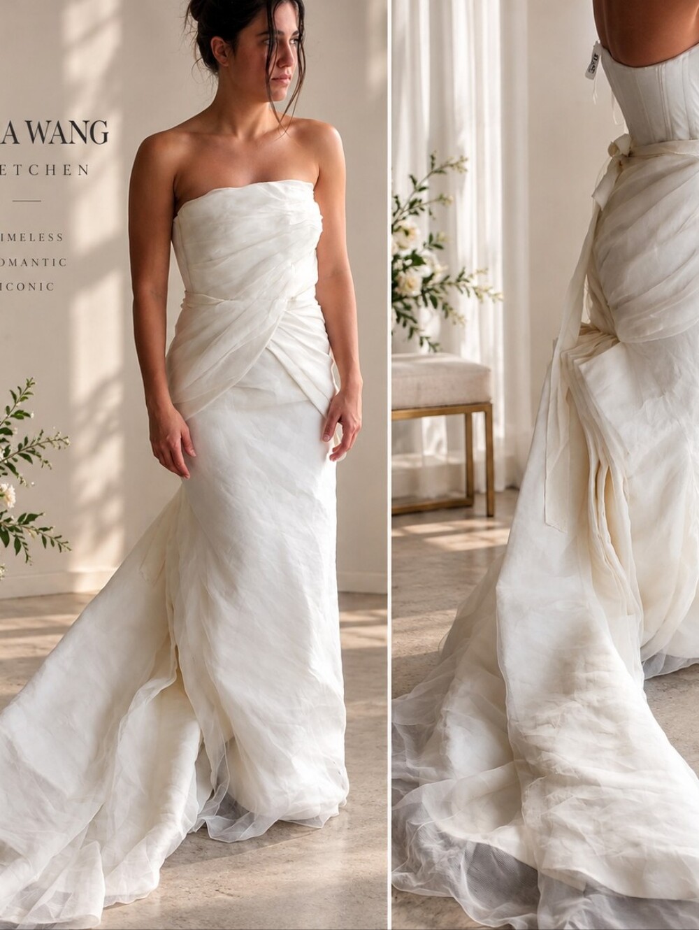 NEW Vera Wang Gretchen Ivory Tulie Strapless Mermaid Wedding Gown Bridal Dress 4